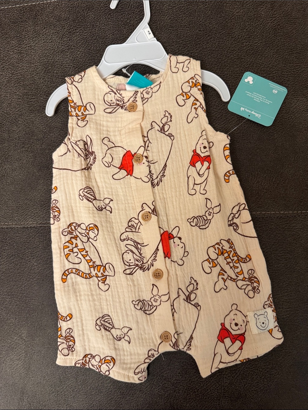 Disney Winnie the Pooh Sleeveless Romper - Cream with Red and Orange Accents